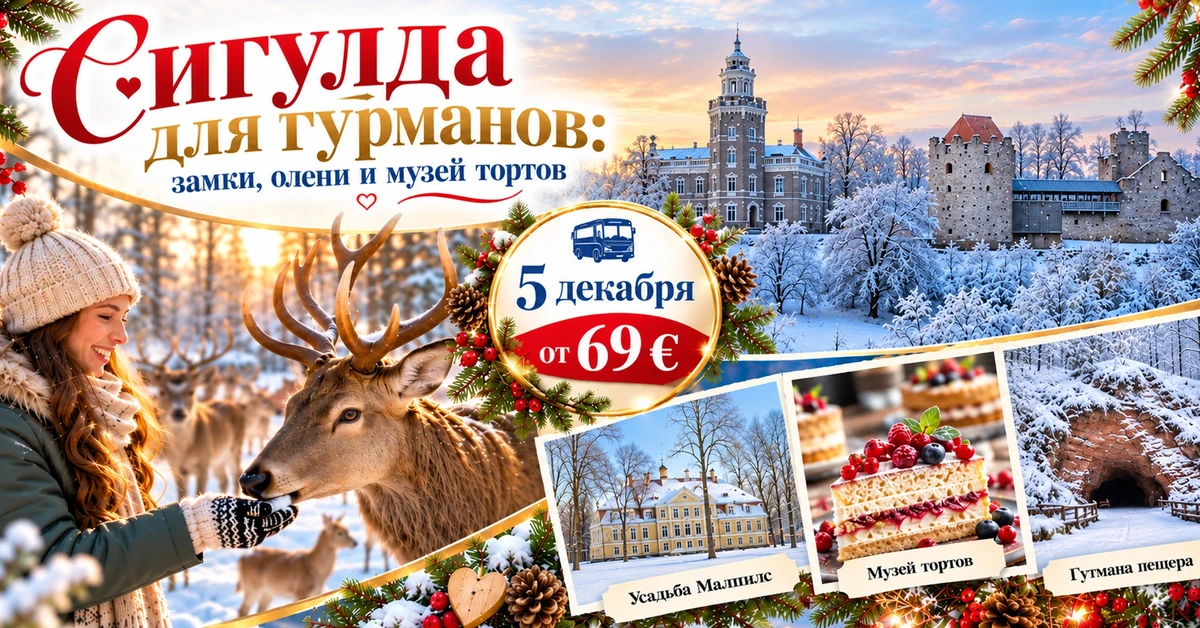 Сигулда для гурманов — зимняя поездка из Таллинна 5 декабря 2026, замки, олени и музей тортов